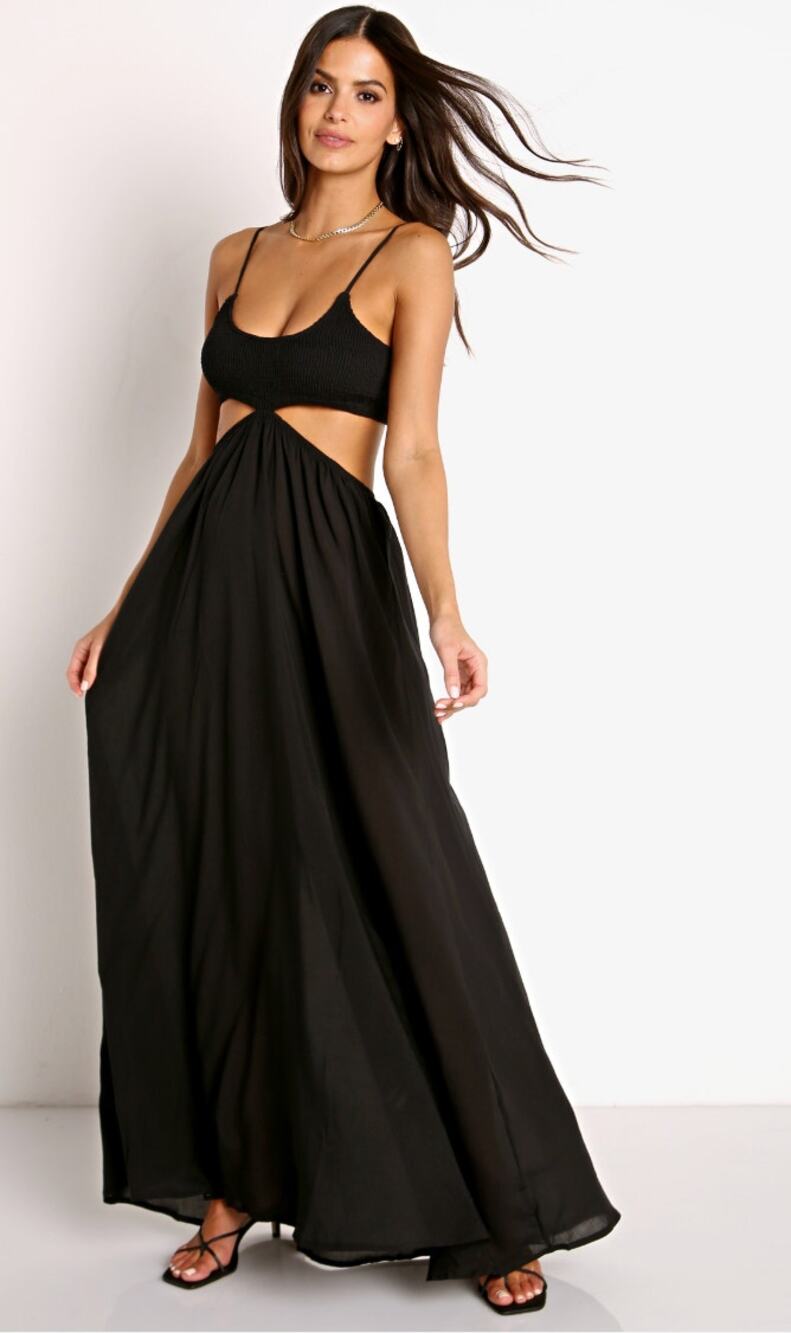Indah Innocence Cutaway Maxi Dress Black